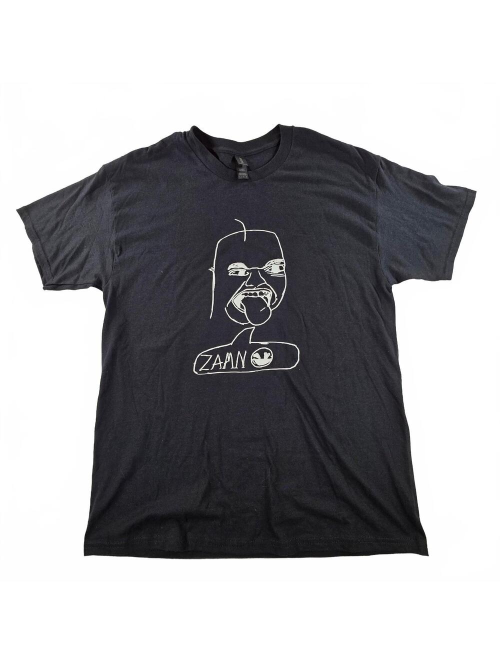 Gildan Men's Black White Graphic Zamn T-Shirt Large Streetwear Casual Cotton